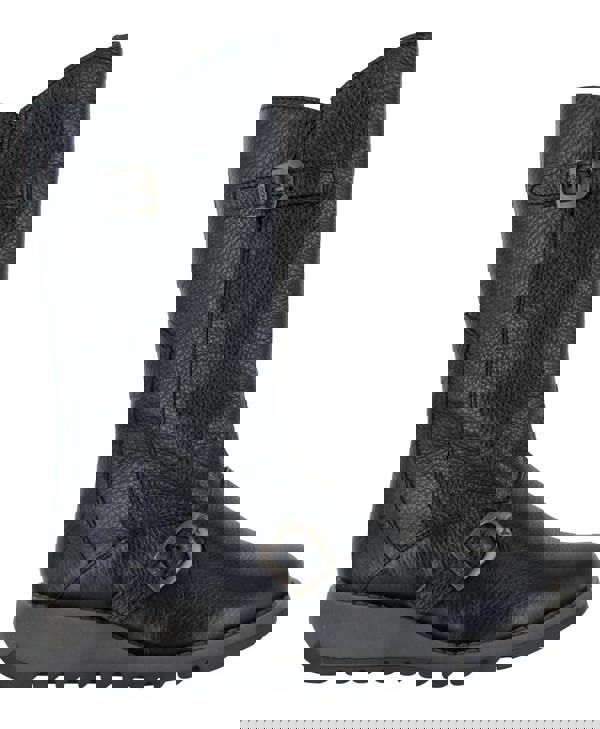 Fly London Mes 2 Womens Wedge Heel Leather Buckle Mid-Calf Boots