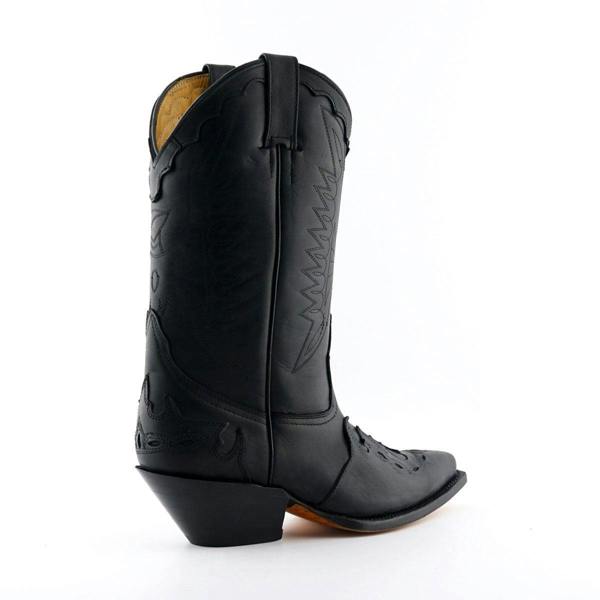 Grinders Unisex Black Leather Cowboy Boots-Arizona HI