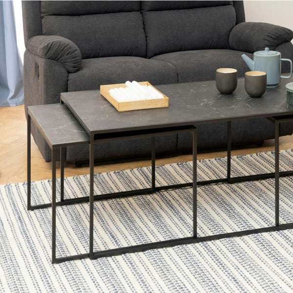 Furniture To Go Infinity Square/Coffee Table Setin Matt Black Set of 3