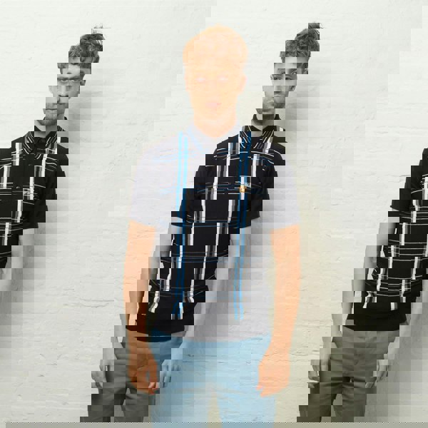 Gabicci V54GM01 Mens Searle Short Sleeve Pattern Knitted Polo Gabicci Vintage - NAVY