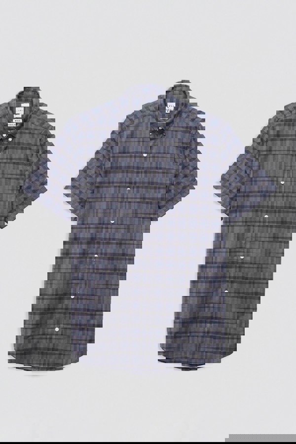 ENORSIA Men's Check Short Sleeve Oxford Shirt