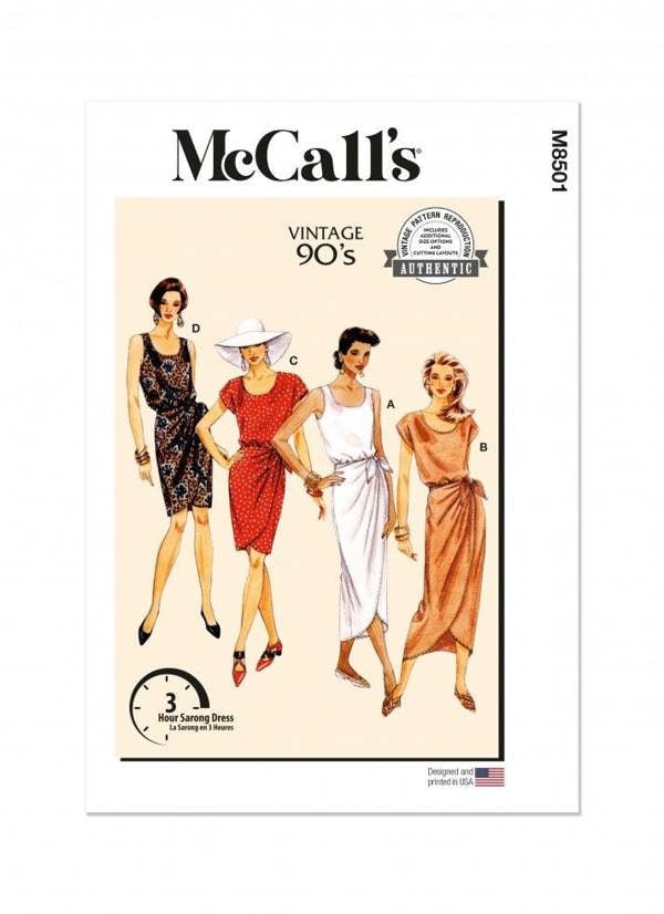 McCalls 8501 Paper Sewing Pattern – Women's Vintage Dress, Easy