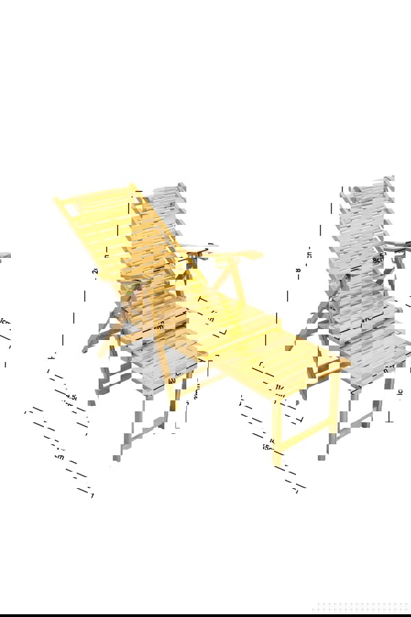 Living and Home Bamboo Foldable Recliner Lounge Chair with Retractable Footrest