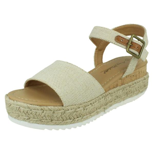 Anne Michelle Ladies Mid Platform Wedge Espadrille Mule Sandal with Buckle Ankle Strap F12091