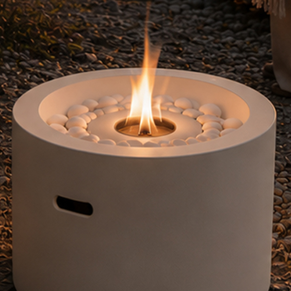 BIOFireplacesGMT Freestanding Bio Fireplace Moon White Matt Ventless