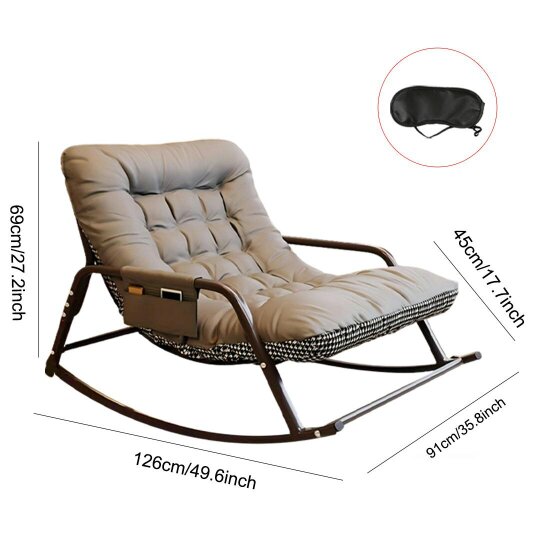Havendro Modern Rocking Lounge Chair Two-Seater Nordic Reversible Cushion Soft Fabric