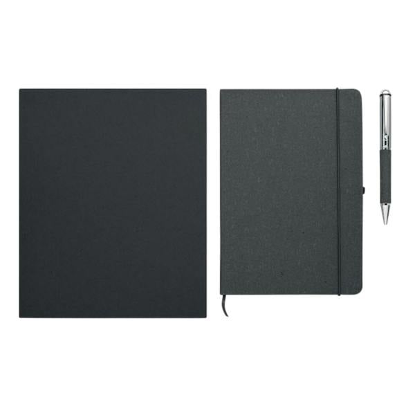 MidOcean Eleganote Leather Notebook & Pen - Black - 