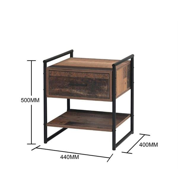 Timber Art Design Abbey Bedside Cabinet Bedroom Furniture Nightstand Table 1 Drawer Rustic Urban