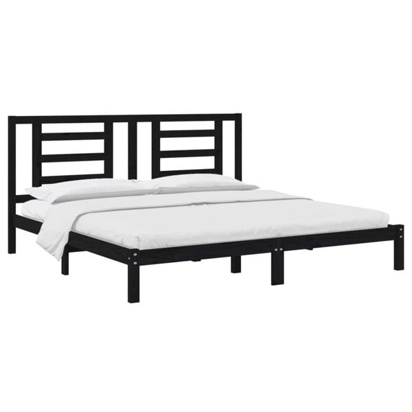 Berkfield Bed Frame Black Solid Wood Pine 200x200 cm