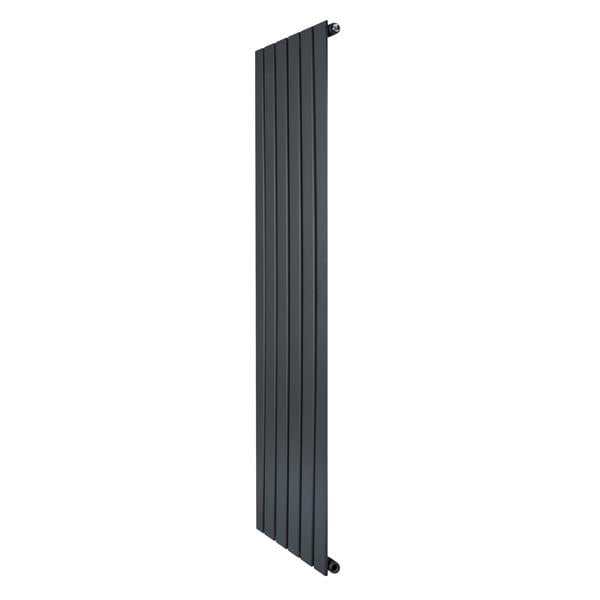 Flat single column radiator in anthracite grey, 1600 x 420mm, featuring a sleek, vertical design with a smooth, modern finish
