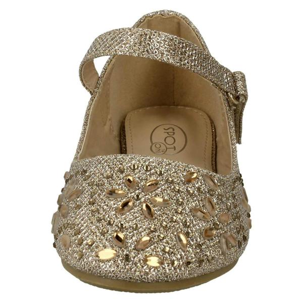 Spot On Girls Spot On Hook & Loop Bar Strap Diamante Ballerinas H2484