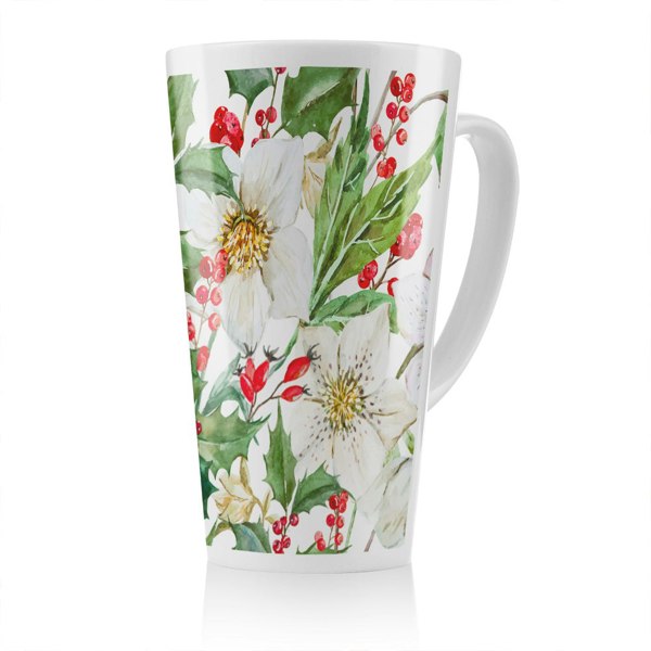 Benjamin Tate Design Watercolour Christmas Pattern Latte Mug