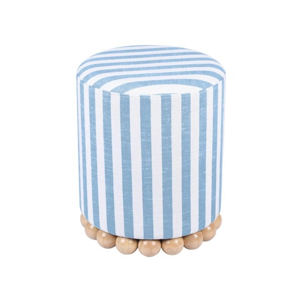 Furniture Edit Dex Pastel Blue Striped Linen Ottoman