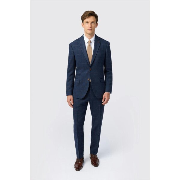Antique Rogue Tailored Fit Ezra Blue Check Jacket