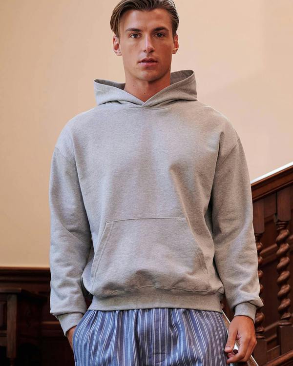 British Boxers Men's Organic Cotton Oversized Hoodie - Heather Grey
