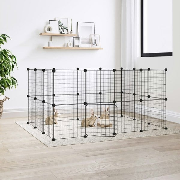 Berkfield 28-Panel Pet Cage with Door Black 35x35 cm Steel