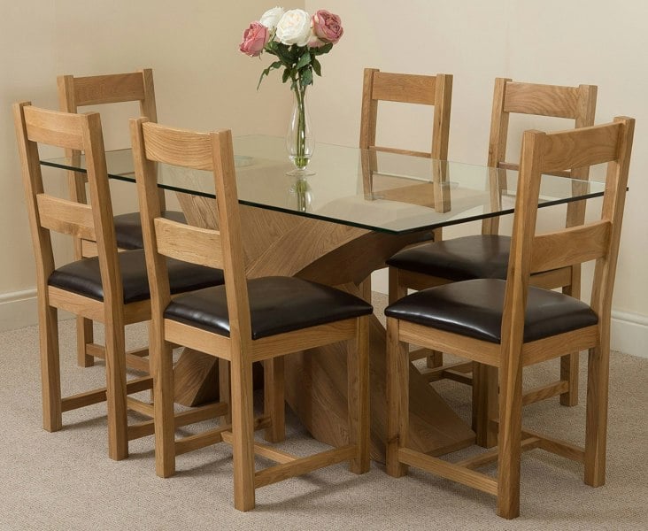 That's Furniture Valencia Oak Small Glass Dining Table & Lincoln Oak Chairs