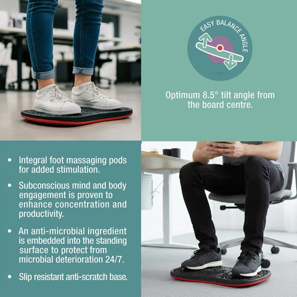 Floortex AFS-TEX® Active Anti-Microbial Exercise Wobble Balance Board - 35 x 50cm - Black