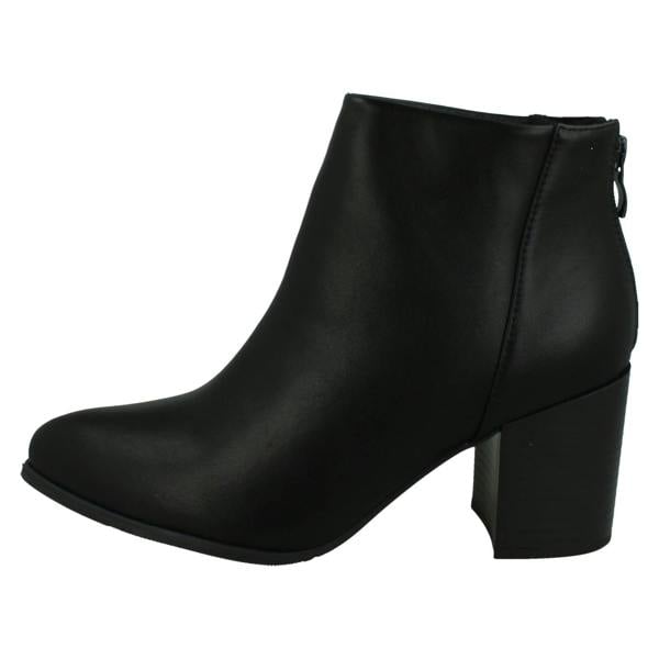 Spot On Ladies Block Heel Ankle Boots with Back Zip F51233