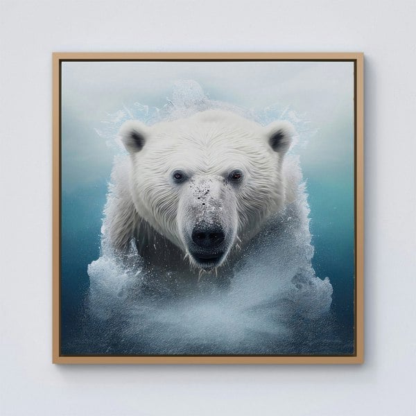 Warren Reed Polar Bear Splash Art Framed Canvas