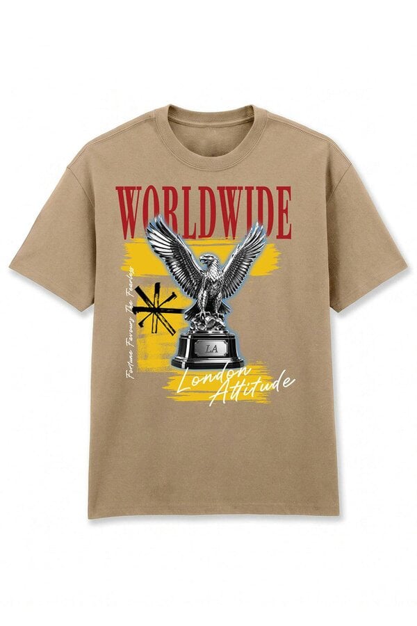 London Attitude Worldwide Eagle Oversized Heavyweight Graphic T-Shirt