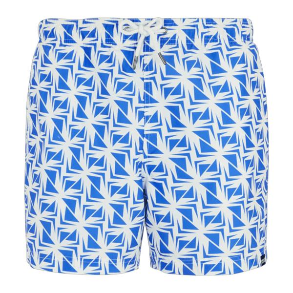 Regatta Mens Loras Geometric Swim Shorts - White/Sonic Blue
