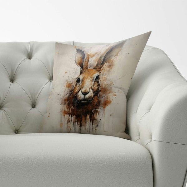 Warren Reed Watercolour Hare Face Cushions