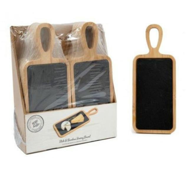Sil 2 x Bamboo With Slate Serving Board