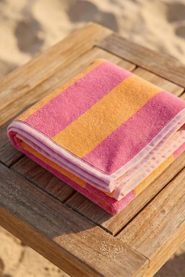 Dyzi Clashing Stripe Cotton Beach Towel Soft Absorbent Quick Dry 70x152cm