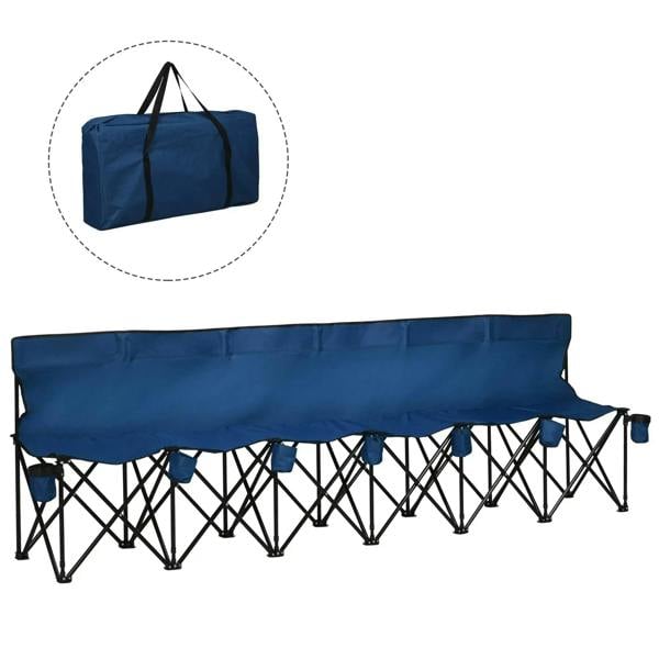 Blue folding camping chair carry bag with black handles, for transport and storage