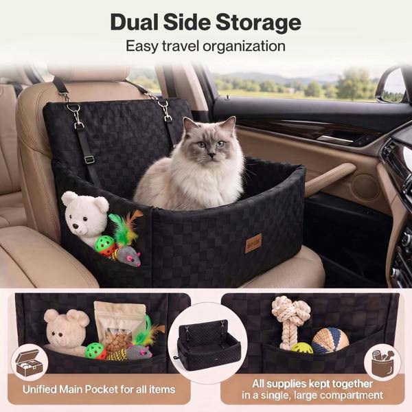 Skylos Large Dog Car Seat Booster Dual-Sided Plush Cool Bed Washable