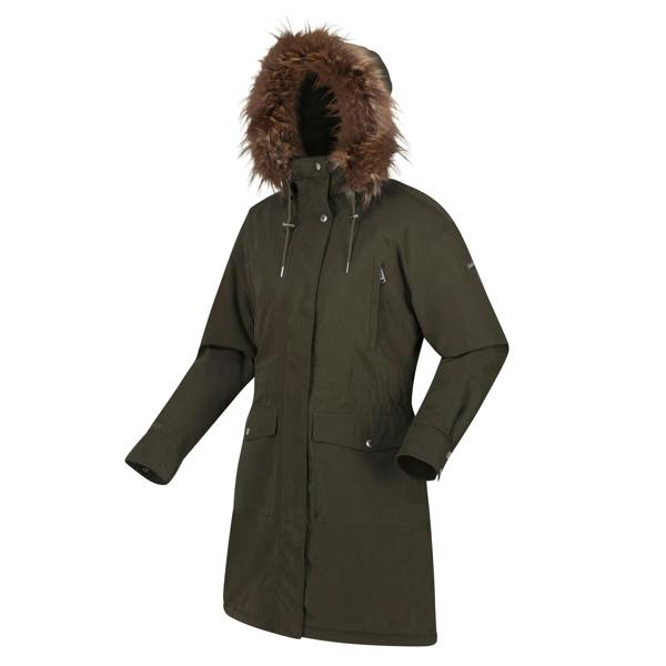 Regatta Womens/Ladies Shiloh Faux Fur Trim Parka - Dark Khaki - 