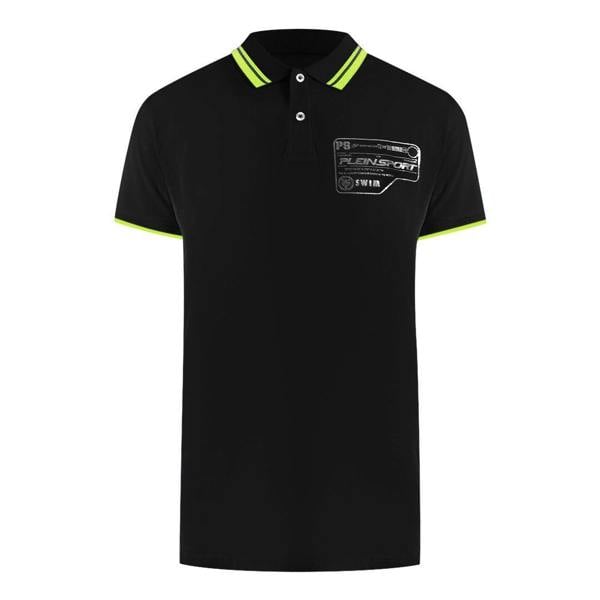 Plein Sport Performance Logo Stretch Black Polo Shirt