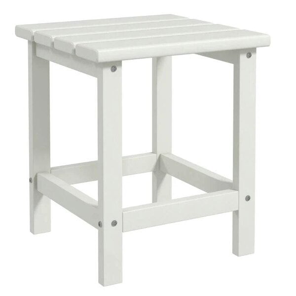 Bobobiy Square Coffee Table, HDPE Tabletop and Frame for Porch, Garden, Side Table, 38 x 38 x 46 cm, White