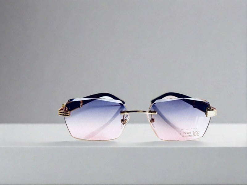 Las Vegas - Pink Gradient Rimless Rectangle Sunglasses