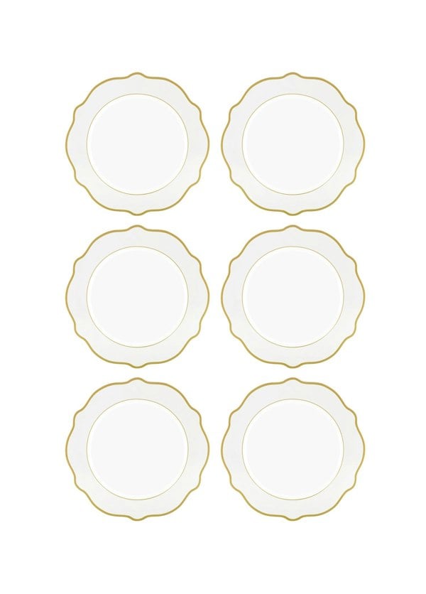 Rozi Jaswely Collection Porcelain Side Plates, Set of 6 (White)