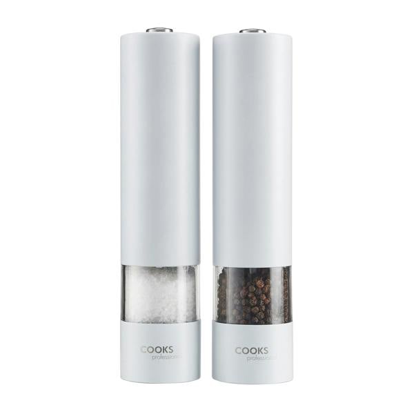 Cooks Professional Electric Salt and Pepper Mill Set | White