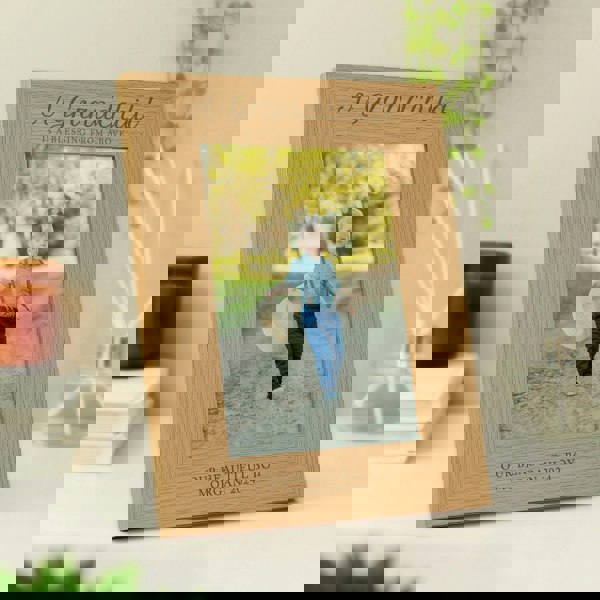 Personalised Memento Company Personalised 'A Grandchild is a Blessing' 5x7 Oak Finish Photo Frame