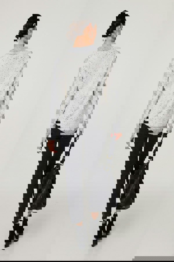 Grey | Colour Block Long Sleeve Curve Hem Jumper
