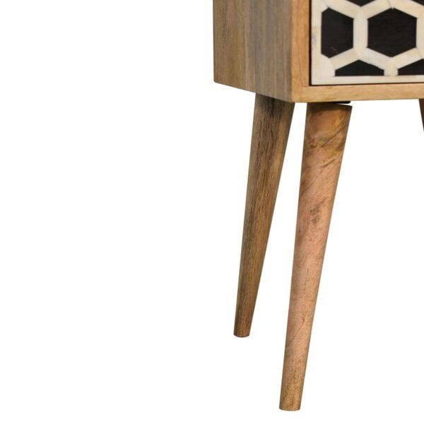 Wyld Haus Valeggio Mini Mango Wood and Bone Inlay Bedside Table 2 Drawer