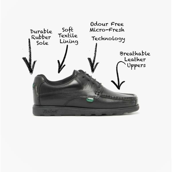Kickers Kickers 114243 FRAGMA LACE 4 EYE Boys School Shoes Black