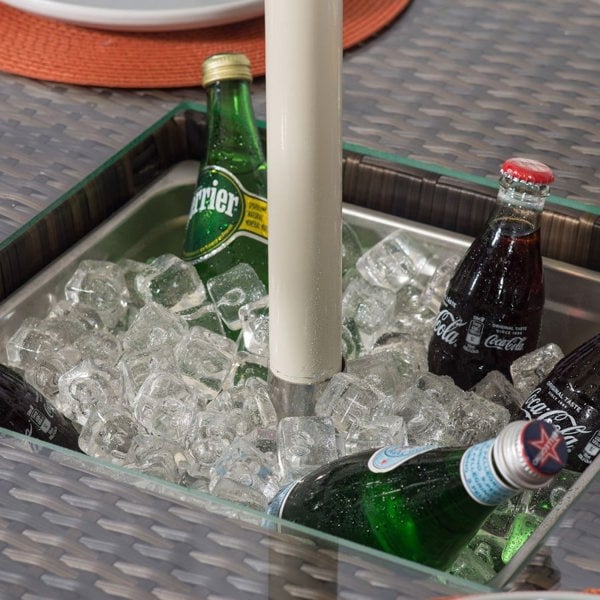 Giardino Sydney 8 Seater Drinks Cooler Conversation Dining Set With Coffee Table & 3 Stools