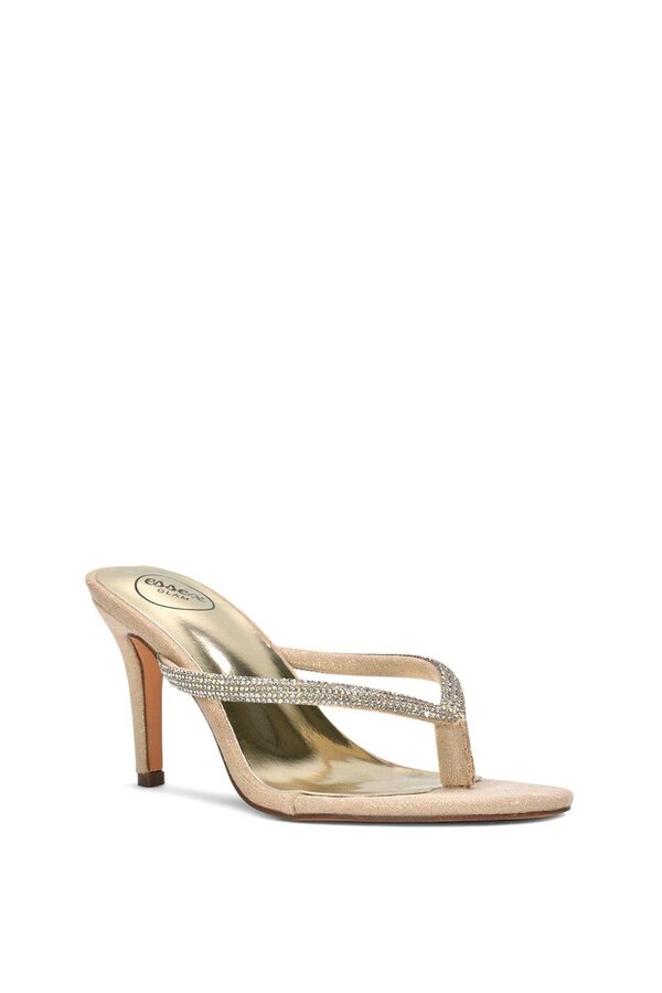 XY LONDON Thong Strap Slip On Stiletto Diamante Heeled Sandal Mules