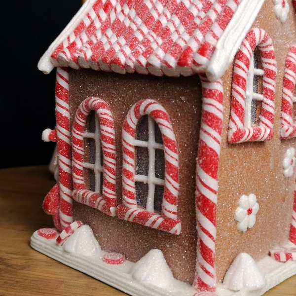 Samuel Alexander 20cm Battery Operated LED Gingerbread Santa Candy Cabin Christmas Decoration