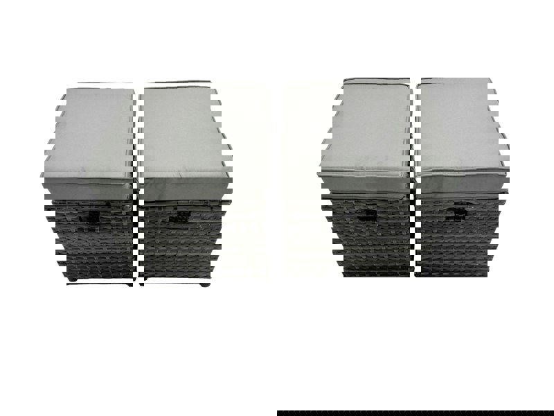 Fimous Rattan Dining Table Sofa Set with 2 Armchair 4 Stools Outdoor 12 Seat Garden Furniture Set Dark Grey Mixed