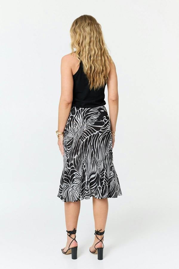 Black | Reversible Printed High Waist Midi Skirt