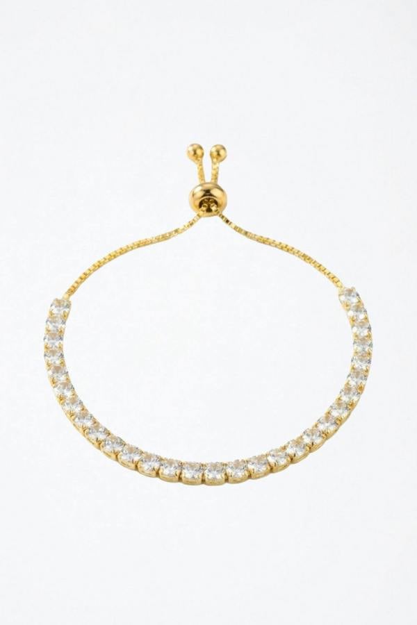 Gold Tennis Bracelet Sliding Knot
