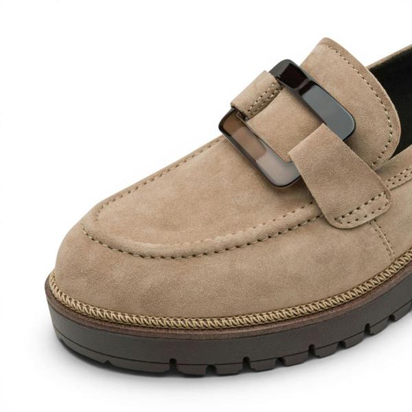 Tamaris Women's Beige Suede Leather Loafer Casual Shoes - 24722-43