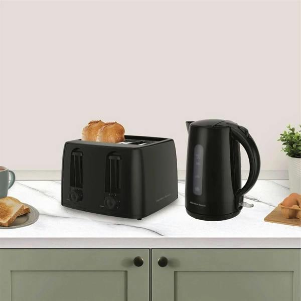 Hamilton Beach Essential Rapid Boil Kettle & 4 Slice Toaster Set - Black - Hamilton Beach UK