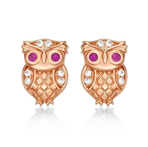 Rose Gold Owl Stud Earrings for Women - namana.london